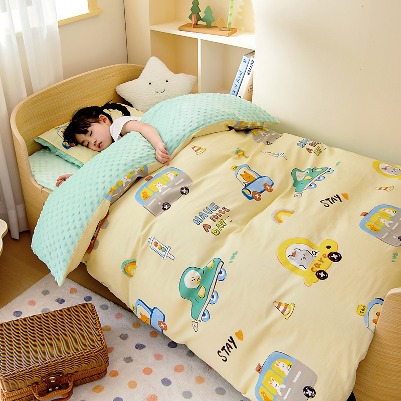 宝宝被套a类豆豆绒儿童幼儿园单件专用纯棉牛奶绒婴儿小被子被罩