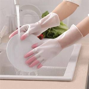 胶手套女士洗碗的薄手套厨房耐用型夏天家居清洁洗衣服刷碗防水短