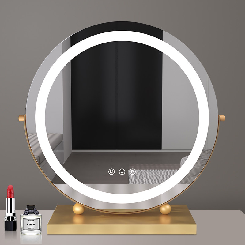 ?jhled化妆镜带灯台式桌面智能补光充电梳妆台镜子宿舍网红卧室i