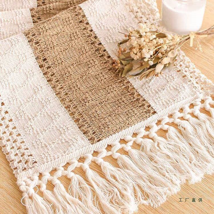 简约棉麻桌旗长条餐桌桌布电视柜斗柜鞋柜盖布原木风茶几柜子盖巾