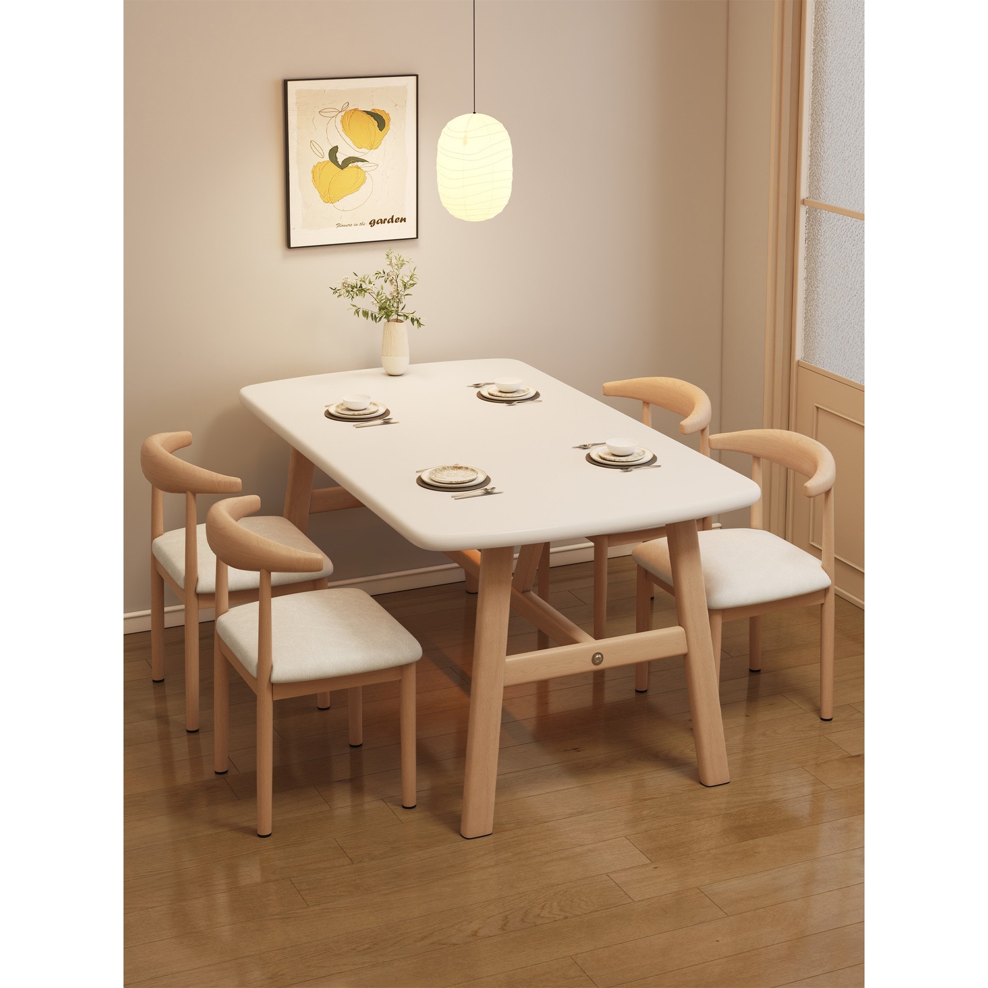 餐桌家用小户型现代长方形餐饮商用面馆桌椅北欧出租房用吃饭桌子