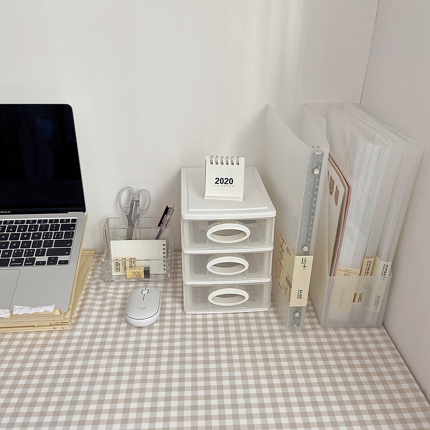 卧室改造 日系简约卡其色桌布书桌ins学生格子小清新布艺少女金小