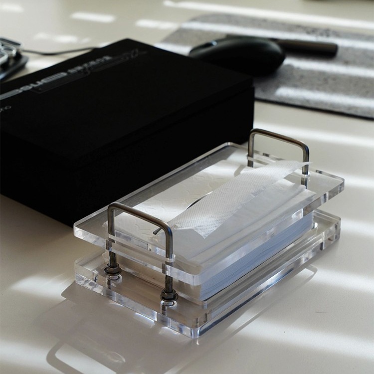 亚克力悬浮式纸巾盒北欧客厅餐桌创意高颜值家用抽纸盒透明抽纸架