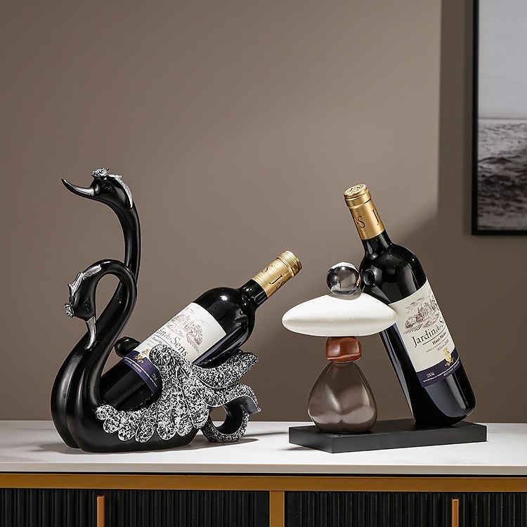 欧式红酒网红酒瓶架轻奢创意天鹅摆件家居客厅电视酒柜装饰品