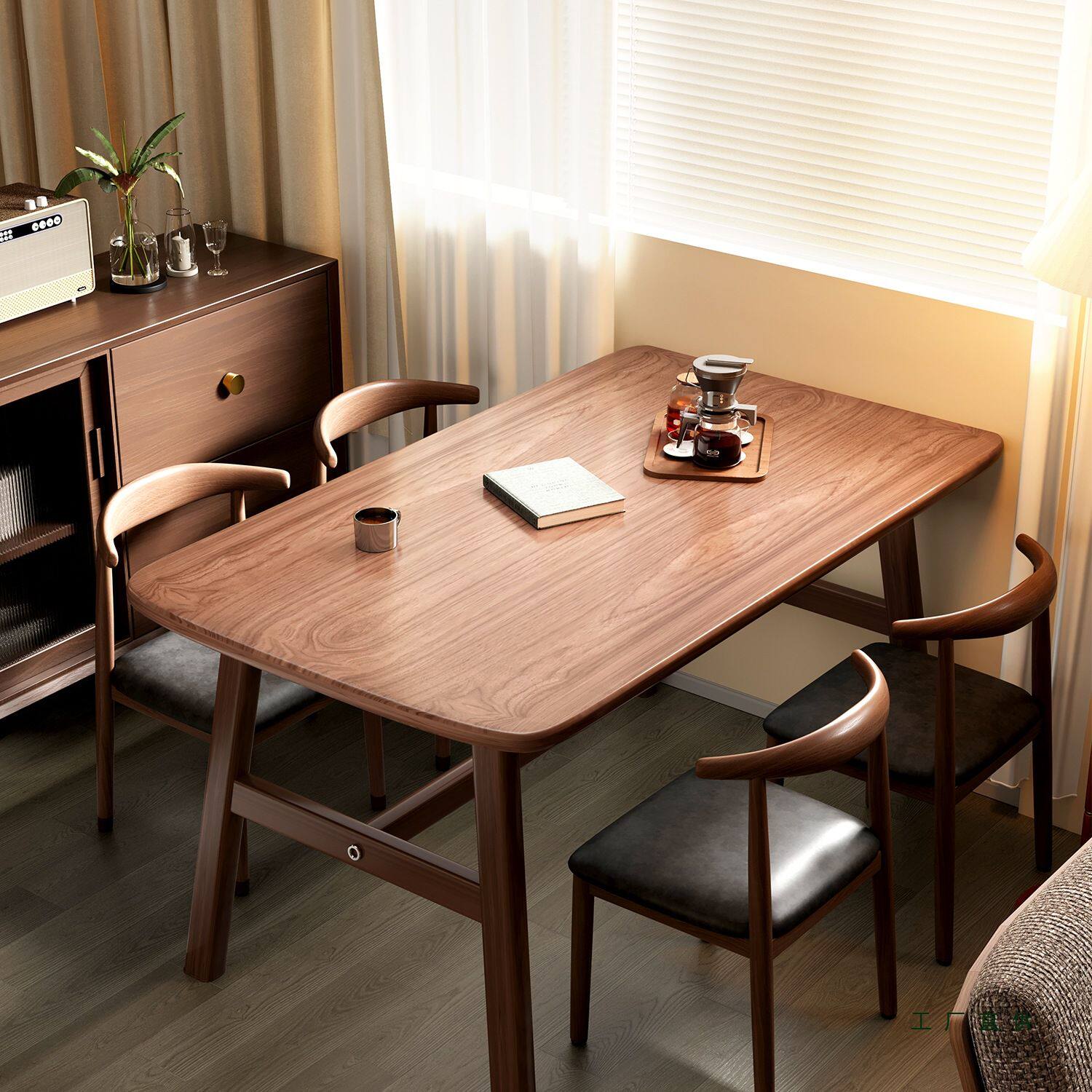 餐桌家用小户型现代简约出租房用长方形饭桌客厅餐饮商用桌椅组合