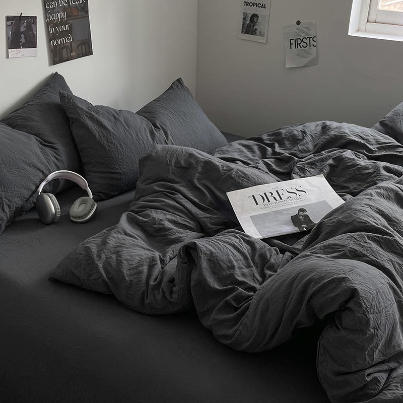 ins床上用品四件套床单三件套秋冬磨毛学生宿舍被套 华庚