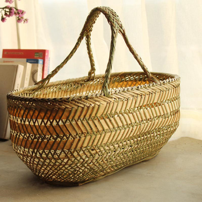 挂篮手工竹篮子竹编织手提菜篮竹篮子鸡蛋篮水果收纳竹筐竹编竹器