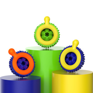 新款养宠装备榴莲啃咬磨牙慢进食绳结球宠物粮食饮水碗宠物玩具