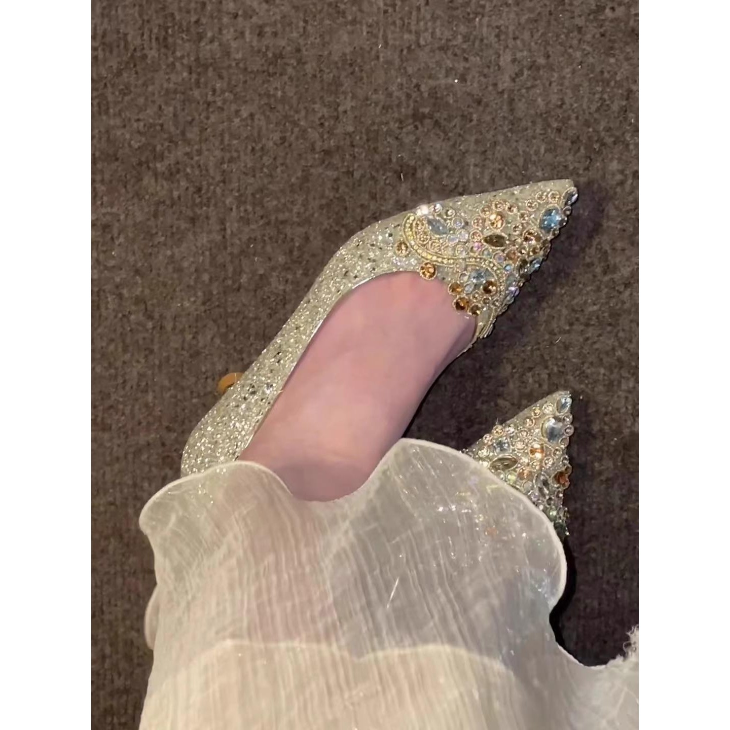 法式秀禾主婚纱高跟鞋女低跟孕妇水晶鞋金色婚鞋新娘鞋2024年新款,女鞋,婚鞋,淘宝优惠券,粉丝福利购,淘宝优惠卷