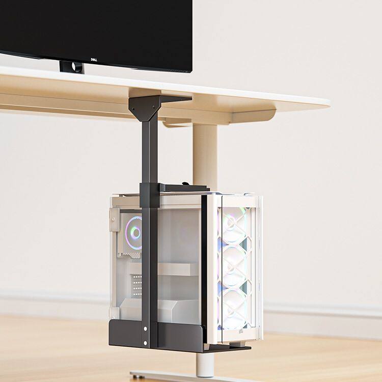 电脑主机托架悬挂式主机架办公桌可调节电脑主机箱托架吊盘金属架