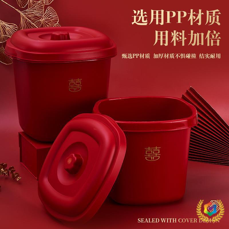 ?婚庆大红色米桶喜桶厨房防虫防潮米斗米缸储米盛米喜庆塑料收纳