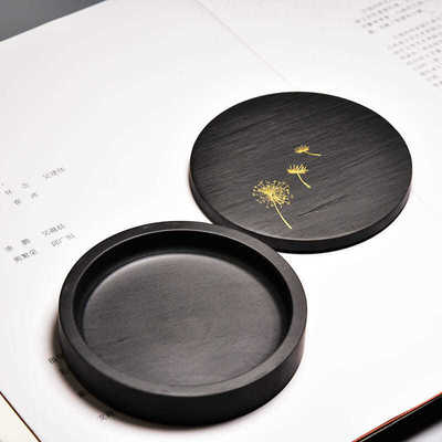 砚台带盖专用天然歙砚文房四宝端砚墨碟墨池砚池成人学生墨盘墨盒