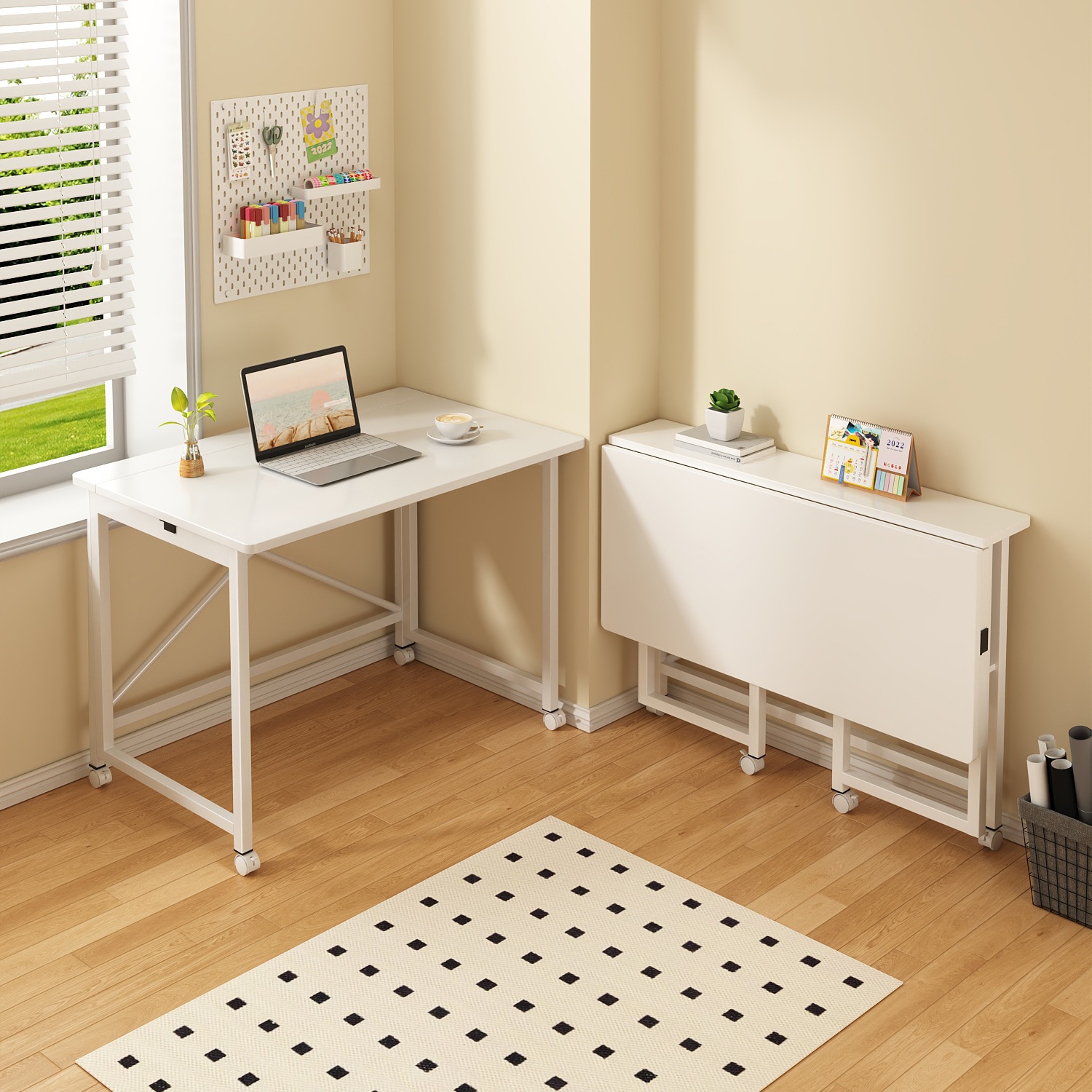 可移动折叠桌子长方形书桌家用小户型学习桌出租屋卧室简易电脑桌