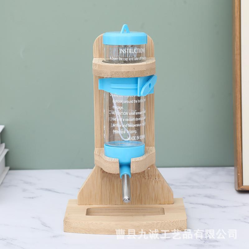 木质小宠物仓鼠水樽金丝熊刺猬家用竹制立式饮水器竹制水壶支架