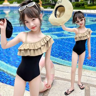 度假 带胸垫宝宝泳装 女童连体泳衣夏季 儿童韩范沙滩游泳衣2024新款