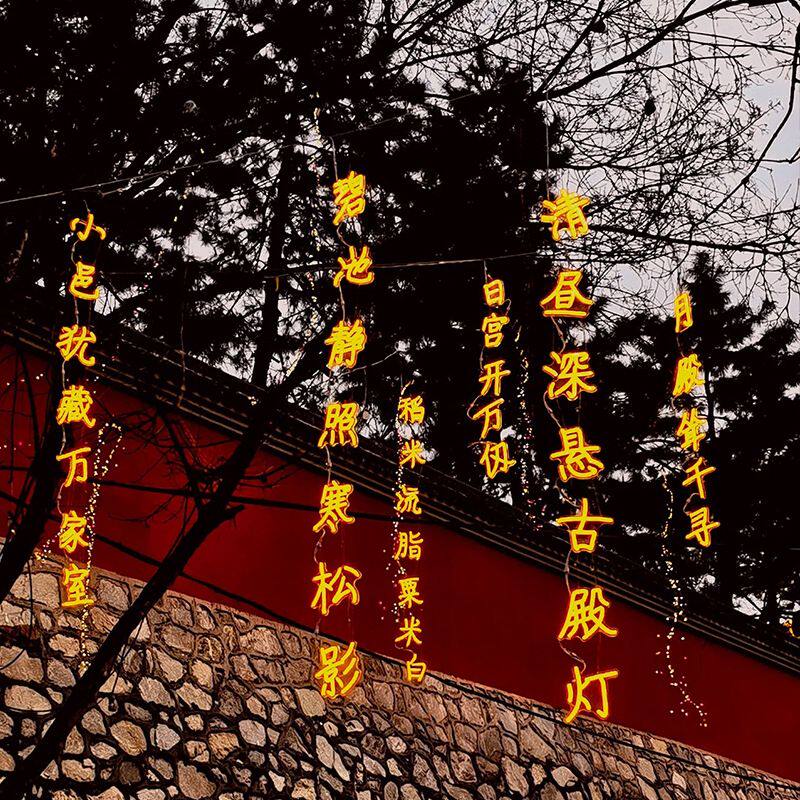 诗词条幅灯串防水树木亮化景区公园复古街道发光字网红灯景观吊灯
