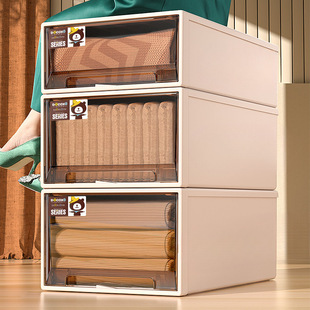 收纳箱抽屉式塑料储物箱家用衣服整理箱透明加厚衣柜衣物收纳盒子