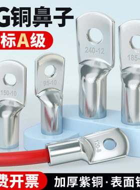 国标JG铜鼻子加厚船用短线鼻紫铜冷压接线端子纯铜线耳6-400平方