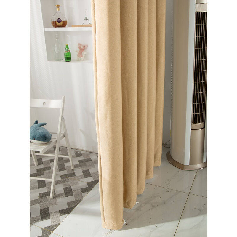 隔音卧室窗帘简约现代全遮光2022年客厅成品大气卡其色天竺麻隔音
