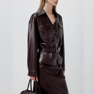 皮衣外套女2025秋新款高智穿搭长期主义复古气质PU皮夹克跨境好