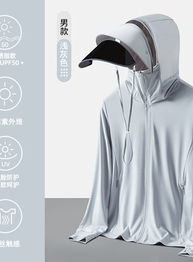 夏季护目镜防晒衣男女款可拆卸帽檐防紫外线冰丝皮肤衣防晒衫