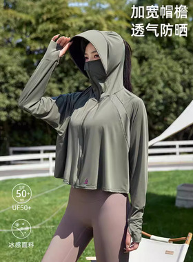 2025黑胶帽檐斗篷防晒衣冰丝凉感防紫外线户外防晒透气潮流皮肤