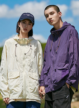 美式潮流户外工装情侣防晒衣UPF50+薄款宽松透气防紫外线夹克