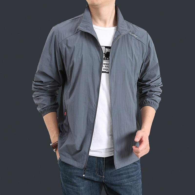 爸爸装冰丝防晒衣中年外套男夏季薄款夹克男款中老年人夏装防晒服图片