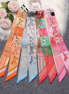 法式复古100%桑蚕丝丝巾三色马格子女士真丝丝巾批发长方巾束发