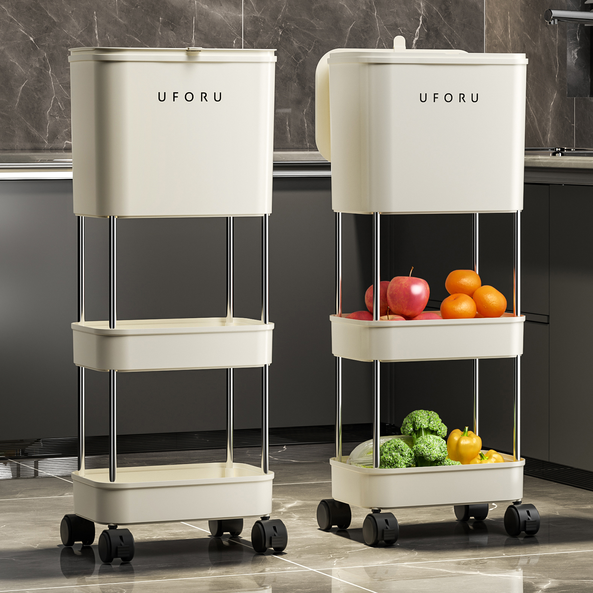 厨房垃圾桶家用多层带盖免弯腰