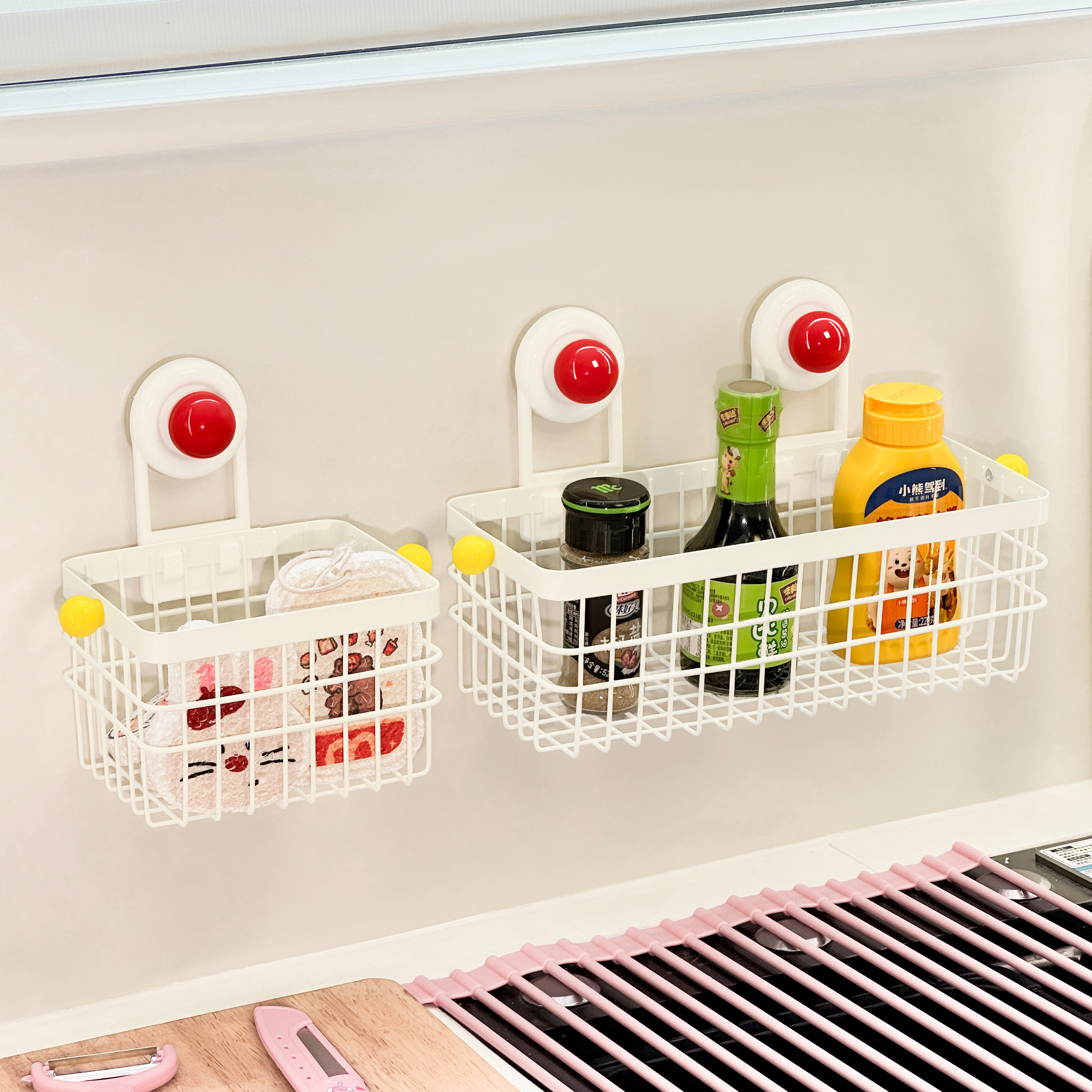 厨房壁挂式收纳筐免打孔调料品收纳盒葱生姜大蒜鸡蛋小挂篮置物架,厨房/烹饪用具,厨房置物架/置物柜/角架,淘宝优惠券,粉丝福利购,淘宝优惠卷