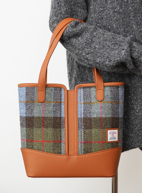 Harris tweed斜挎单肩硬挺立体质感棕色大容量托特包女高级感通勤