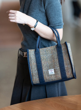 harris tweed秋冬羊毛托特手拎单肩手提包上班通勤轻奢小众高级感