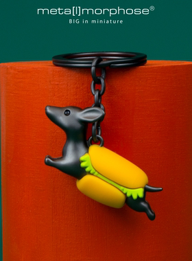 Metalmorphose热狗腊肠狗合金钥匙扣挂件 可爱创意治愈系生日礼物