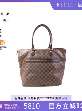 中古LV路易威登女包B级9新handbag手提包涂层/防水帆布手提包棕色