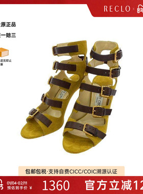 中古Jimmy Choo吉米周女BC级shoes鞋履绒面革小牛皮鞋棕色正品
