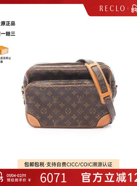 中古LV路易威登女包B级9新Nile双层相机包涂层/防水帆布斜挎包