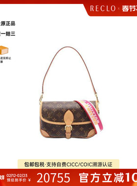 中古LV路易威登女包A级95新Diane NM PM法棍包单肩包reclo正品