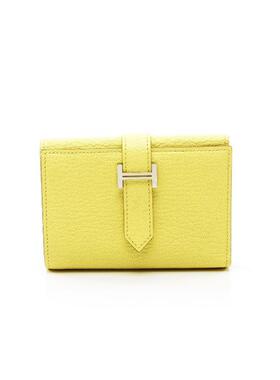 中古Hermes爱马仕女S级99新hermes爱马仕牛皮短钱包黄色