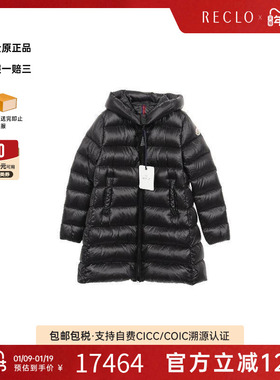 中古Moncler盟可睐女S级99新Down jacket羽绒夹克尼龙外套黑色