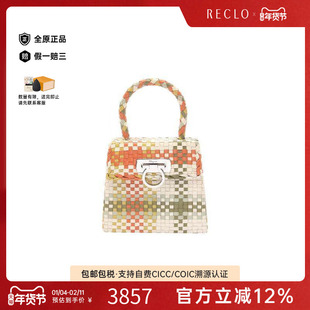 中古Ferragamo菲拉格慕女包B级9新Gancini博物館羊皮手提包多色