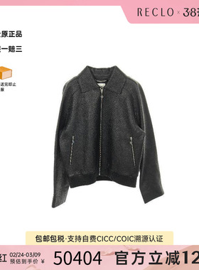 中古Hermes爱马仕男A级95新leather jacket皮夹克鹿皮外套黑色