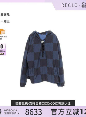 中古LV路易威登男A级95新Parker连帽衫尼龙外套蓝色时尚复古RECLO