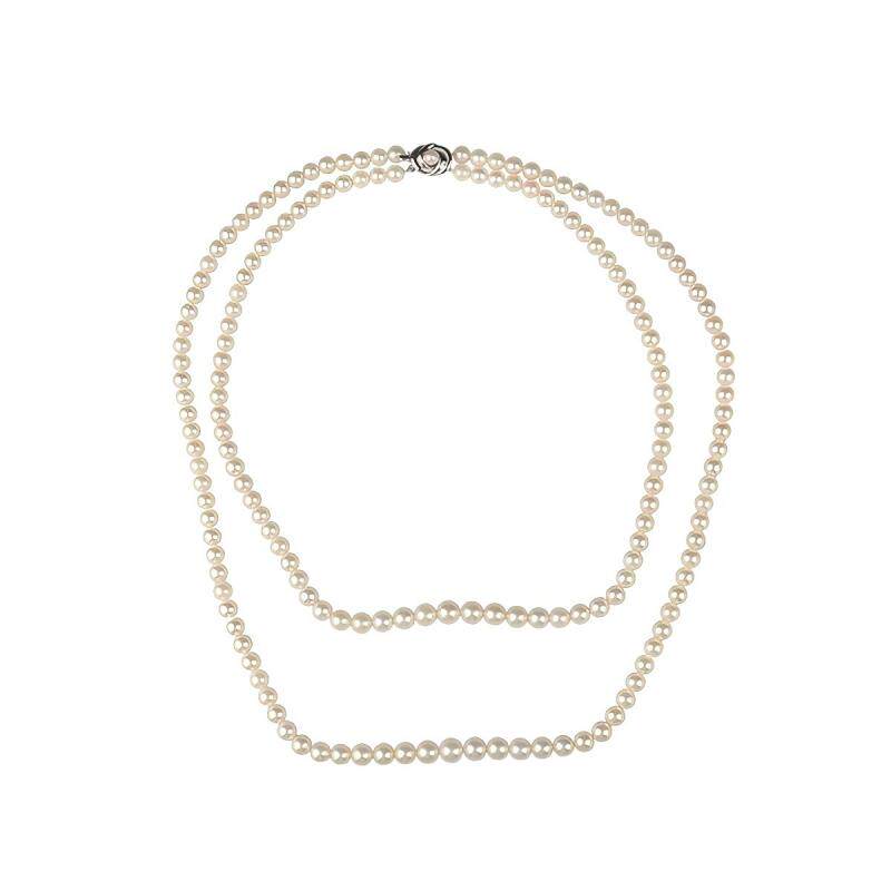 「95新」TASAKI(塔思琦)长短双层海水珍珠串珠项链925 54-67cm