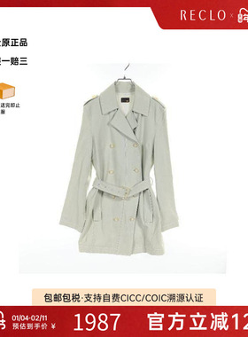 中古Fendi芬迪女BC级trench coat风衣棉外套绿色复古经典RECLO