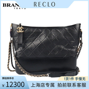 中古「9.0新」CHANEL香奈儿GABRIELLE流浪包黑色牛皮大号斜挎包