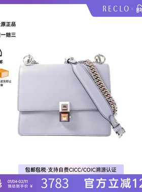 中古Fendi芬迪女包B级9新Shoulder bag肩包羊皮斜挎包蓝色