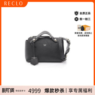 中古Fendi芬迪女包B级9新by way牛皮斜挎包黑色 the