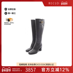 中古Valentino华伦天奴女A级95新boots靴牛皮鞋黑色