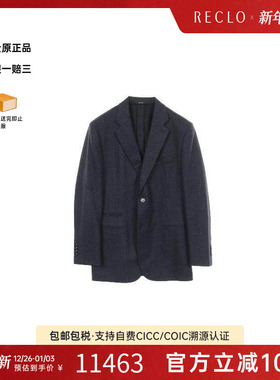 中古Hermes爱马仕男A级95新tailored jacket修身夹克帆布外套蓝色